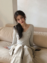 #Flower Ribbon Cotton100 Eyelet T-shirt (3color)