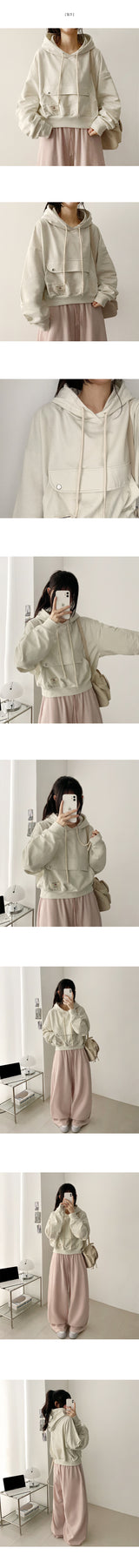Pocky Pocket Patch Cropped Overfit Hoodie 