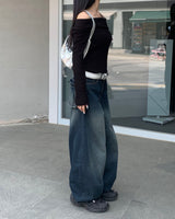 Back pocket mega denim pants