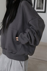 High-neck cut-off hood zip-up