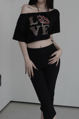 leopard love off shoulder T (2color)