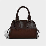 Autumn Winter Two-Tone Faux Leather Classic Tote Cross Bag