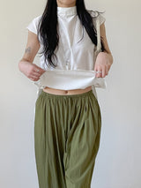 Tie-neck Strap Cap Sleeve Blouse