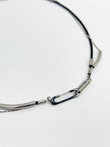  Leather chain layered clip necklace