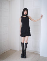 SLEEVELESS RIBBON DRESS(BLACK)