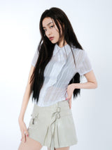 PLEATES WRAP SKIRT [IVORY]