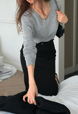 Lavin H-line Slit Long Skirt / 4 colors