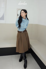 Black Royal Pleats Midi Skirt