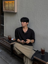 Thorpe layered long-sleeve henley neck