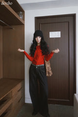 Leopard Layered Dark Denim Pants