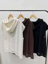 Knit Vest Hood Zip-Up