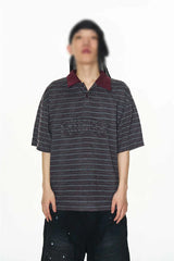 Striped Patchwork Polo Tee