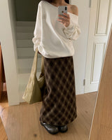 [ORIGINAL] Nouve Check Long Wool Skirt