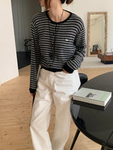 [MADE] [Planning] Slits Stripe Round Cardigan