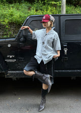 BiBi WASHING CHECKERED HALF-SHIRT