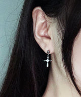 Cross Cubic Silver Earrings