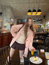 Pink laze oversized-fit knit cardigan