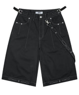 XP285 WESTERN CHAIN BERMUDA COTTON PANTS (BLACK)