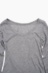 Summer U-neck Ribbed Long Sleeve