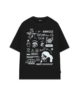 エンジェルアイコングラフィックオーバーフィットTシャツ - ブラック