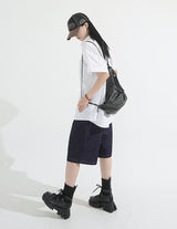 Pintuck Wide Raw Denim Bermuda Pants