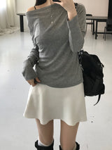 サテンフレアミニスカート(3 colors)