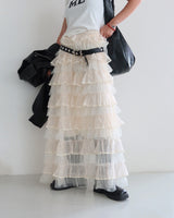 Cancan see-through see-through long skirt