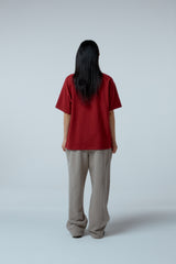 EEERRR Distorted logo over-crop fit T-shirt (Wine)