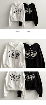 Strappy Hip Crop Twoway Hooded Zip-Up