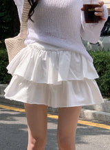 Pure Frill Mini Tiered Skirt Pants (3color)