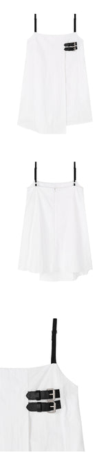 [mnem] Buckle Nylon Midi Dress (white)