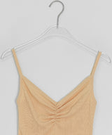 Orr Eyelet Punching Shirring V-Neck Strap Sleeveless