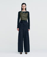 Ribbon Tied Wide Pants _ BLACK