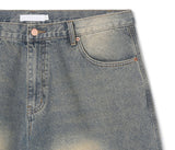 No.0769 washing wide 7 denim SHORTS