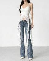 Bella Lace Uneven Sleeveless