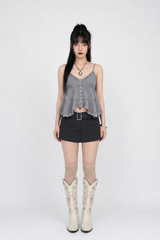 ベルテッド スコート パンツ (BEIGE, CHARCOAL 2COLORS!)