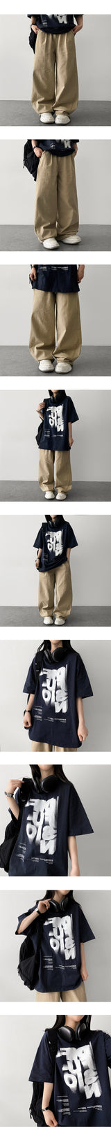 Tiller back banding spandex tight pintuck pleated cotton wide pants