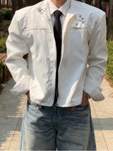 Mio Mandarin Collar Cropped Jacket