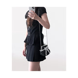 Medium black dots vintage bow frame bag (handmade bag)