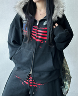 Balloon May Set-Up Available Fleece Printed Tattoo Embroidery Balloon Zip-Up 🩶✨ 2 COLORS