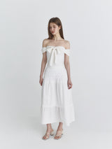 Off shoulder ribbon top (Ivory)