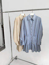 ストライプフレアシャツドレス