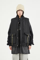 High-neck strap pocket padding vest