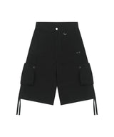 Patch Pocket Shirred Bermuda Pants - BLACK