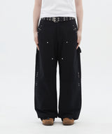 Stud Detail Carpenter Denim Pants_Black