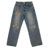 (Unisex) Vintage check denim pants
