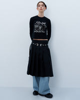 リボンキャッツラグランロングスリーブ - ブラック