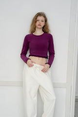 フリルクロップTシャツ_パープル