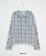 Bijoupe Loose-Fit Summer Check Hood Shirt