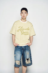 25SS ストライプロゴプリントショートスリーブTシャツ オリーブ
